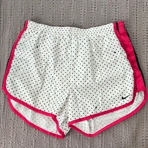Nike Women's White and Black Polka Dot Shorts